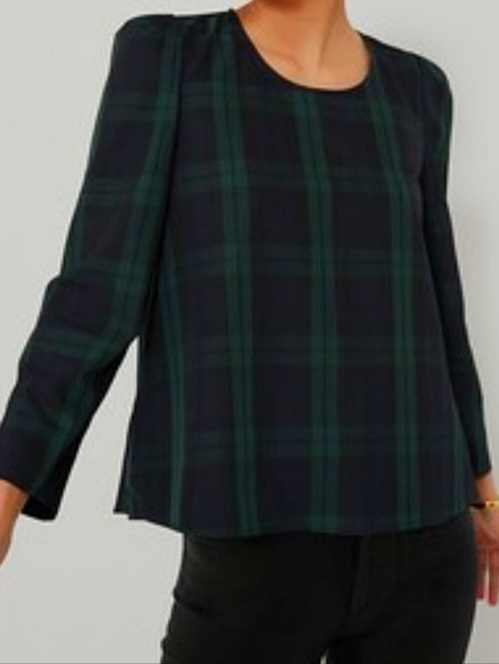 NEW w/tag Tuckernuck Pomander Place Bedford Blackwatch Blouse Navy & Green Plaid
